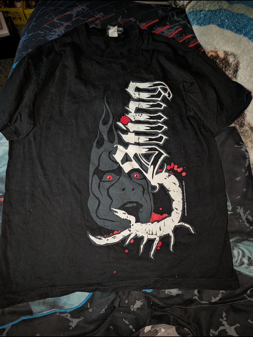 TNA Black Graphic Scorpion Tee with Red Accents
